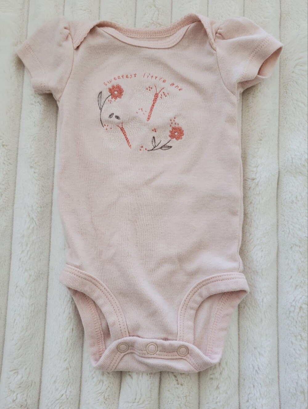Carter's Light Pink Floral Bunny Bodysuit